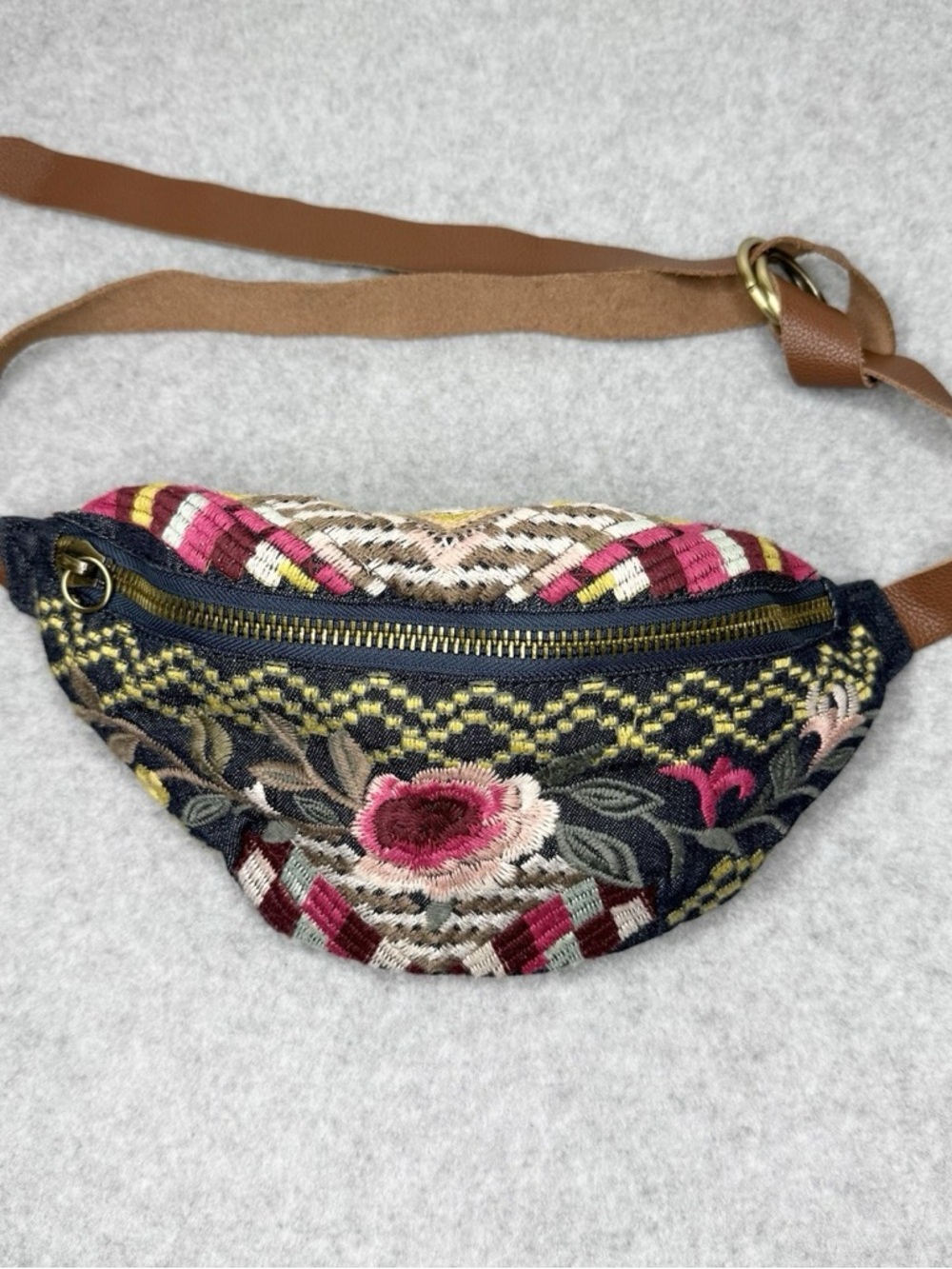 Johnny Was Celeste Embroidered Floral Belt Bag Fanny Pack Bohemian Festival